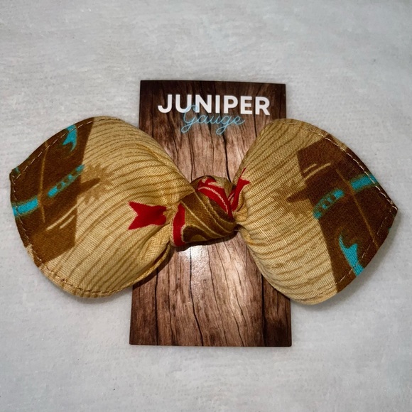 Cowboy Boots Western Bandana Knotted Hair Bow - Picture 11 of 11